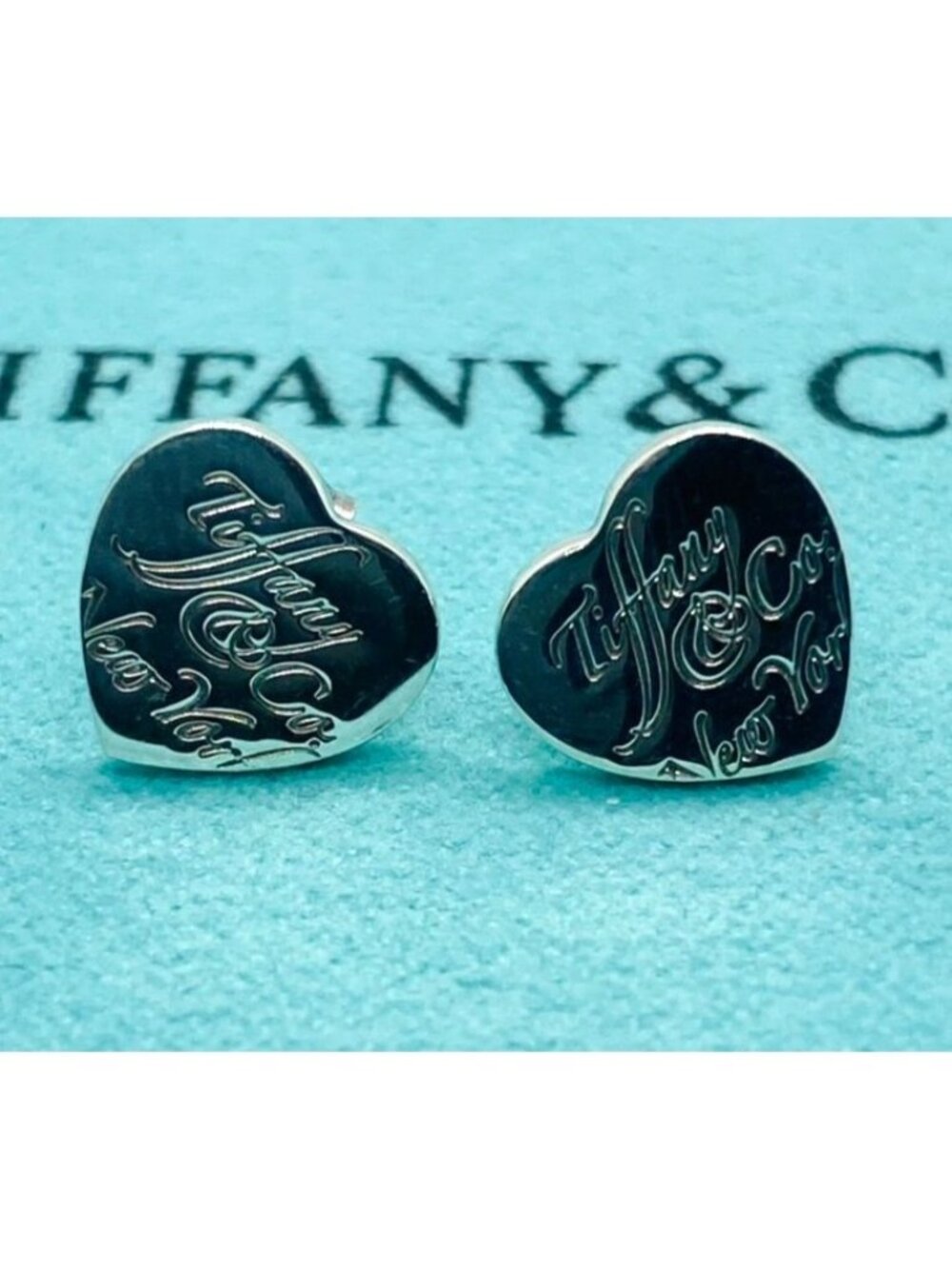 Tiffany & Co Sterling Silver 925 Notes Heart Stud Earrings